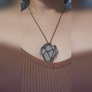 Sea Glass Pendant Necklace in Clear Color HANDMADE